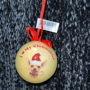 NEW I Love My chihuahua Christmas Ornament Ball Santa Hat Dog